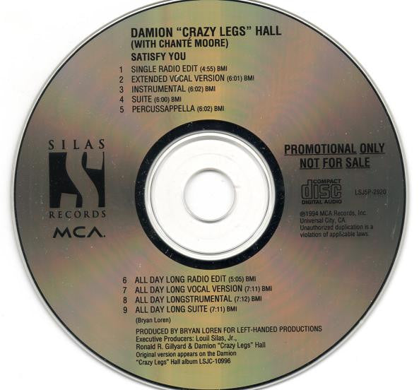 Damion "Crazy Legs" Hall* With Chanté Moore : Satisfy You (CD, Single, Promo)