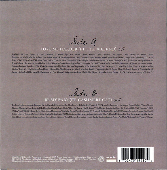 Ariana Grande : Love Me Harder (7", Single, Ltd, Pin)