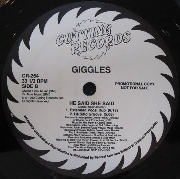 Giggles : He Said She Said (12", Promo)