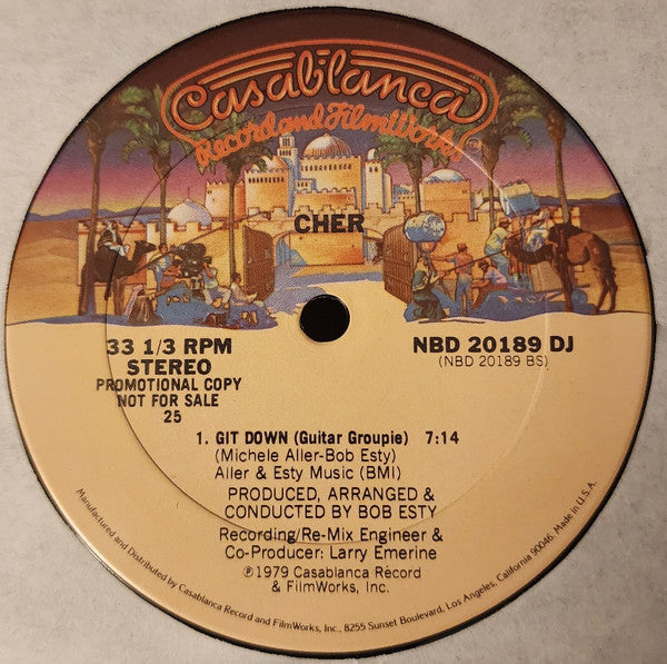 Cher : Hell On Wheels / Git Down (Guitar Groupie) (12", Single, Promo, 25)