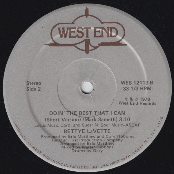 Bettye LaVette : Doin' The Best That I Can (12", Single)