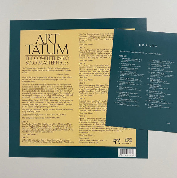 Art Tatum : The Complete Pablo Solo Masterpieces (7xCD, Album, RE, RM + Box, Comp)