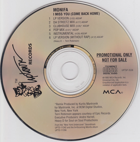 Monifah : I Miss You (Come Back Home) (CD, Single, Promo)