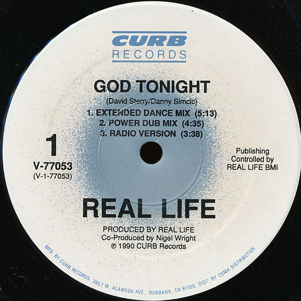 Real Life : God Tonight (12", Single)