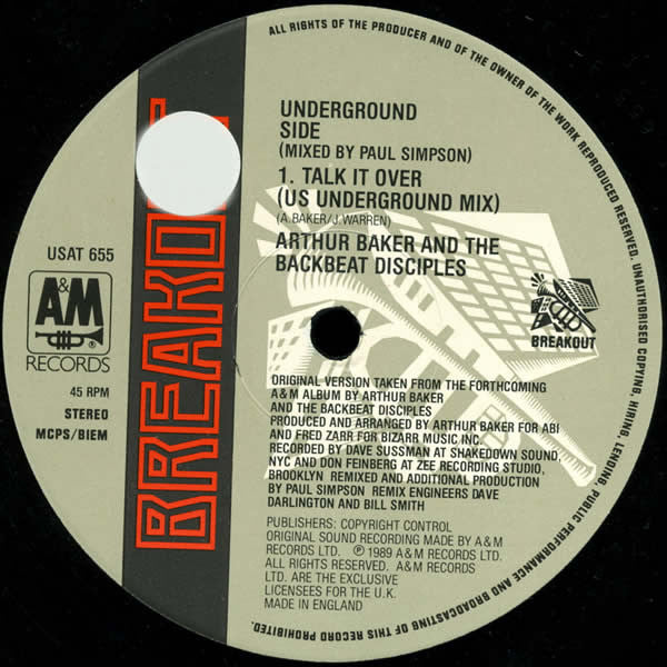 Arthur Baker And The Backbeat Disciples : Talk It Over (12")