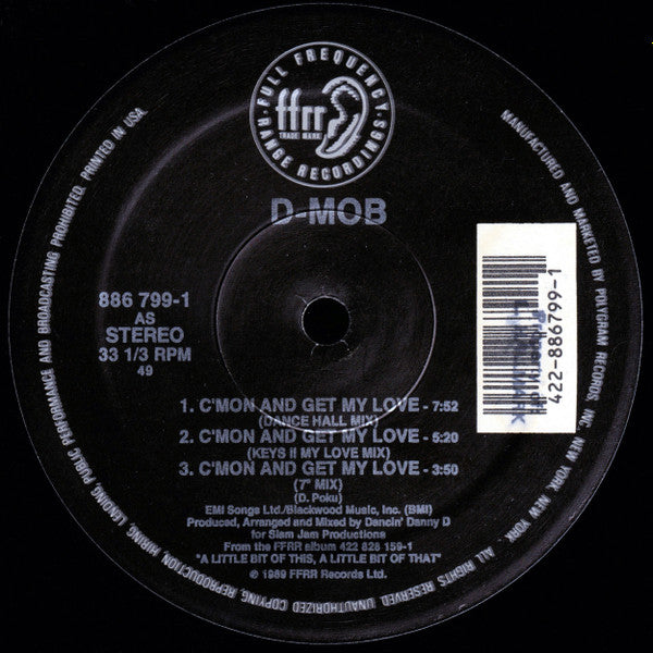 D-MOB* Introducing Cathy Dennis : C'mon And Get My Love (12", Single, M/Print)