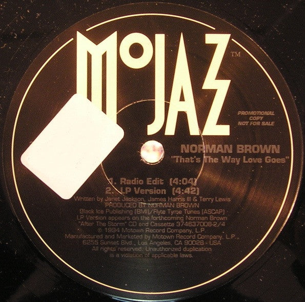 Norman Brown : That's The Way Love Goes (12", Single, Promo)