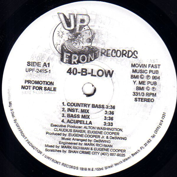 40-B-Low : Country Bass / Get Up & Hop (12", Promo)