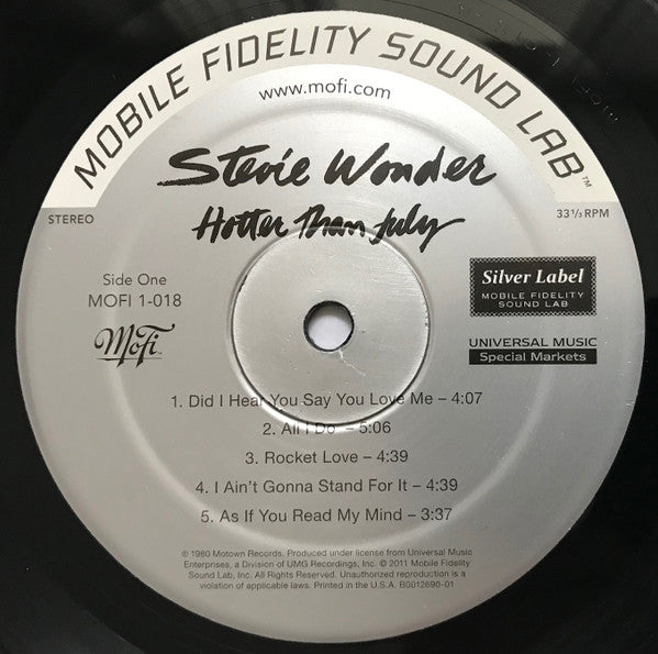 Stevie Wonder : Hotter Than July (LP, Album, Ltd, Num, RE, RM, S/Edition)