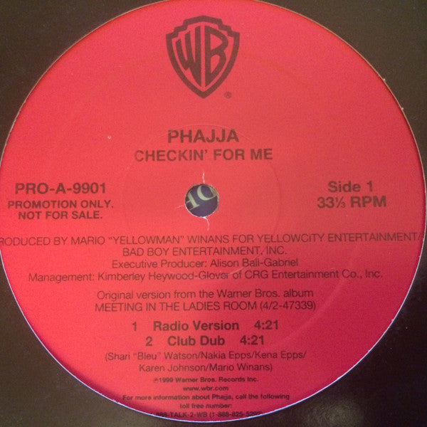 Phajja : Checkin' For Me (12", Promo)