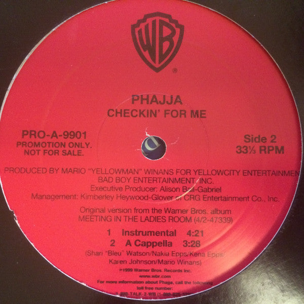 Phajja : Checkin' For Me (12", Promo)