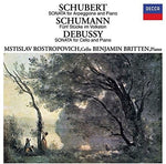 the album cover for Schubert / Mstislav Rostropovich - Schubert: Arpeggione Sonata / Debussy