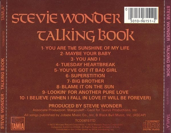 Stevie Wonder : Talking Book (CD, Album, RE)