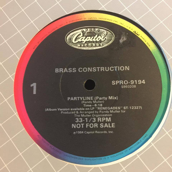 Brass Construction : Partyline (12", Single, Promo)