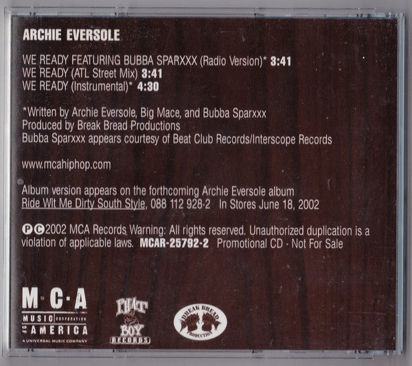Archie Eversole : We Ready (CD, Single, Promo)