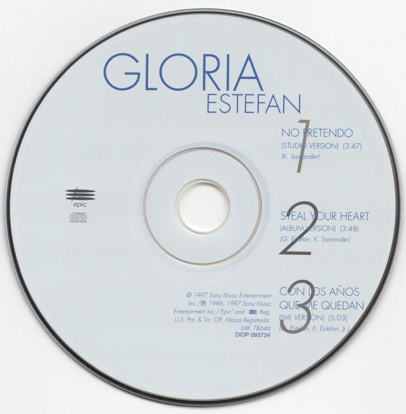 Gloria Estefan : No Pretendo (CD, Single, Car)
