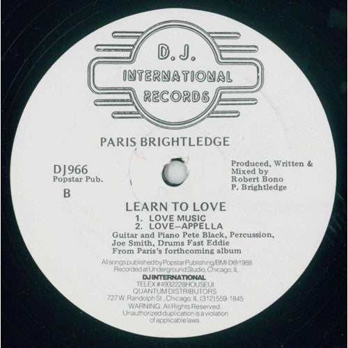 Paris Brightledge : Learn To Love (12")