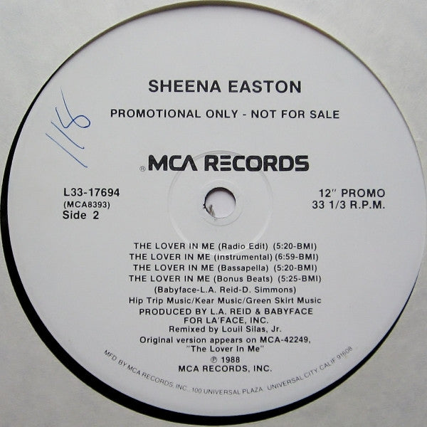 Sheena Easton : The Lover In Me (12", Promo)