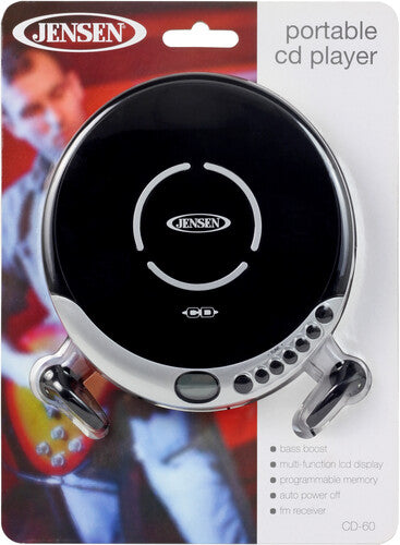 Jensen CD-60R Personal CD Player - 60 Second Anti-Skip - FM Radio (Silver/Black)