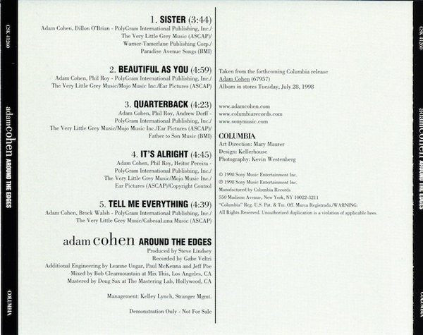 Adam Cohen : Around The Edges (CD, Promo)