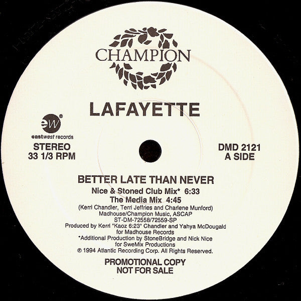 Lafayette : Better Late Than Never (2x12", Promo)