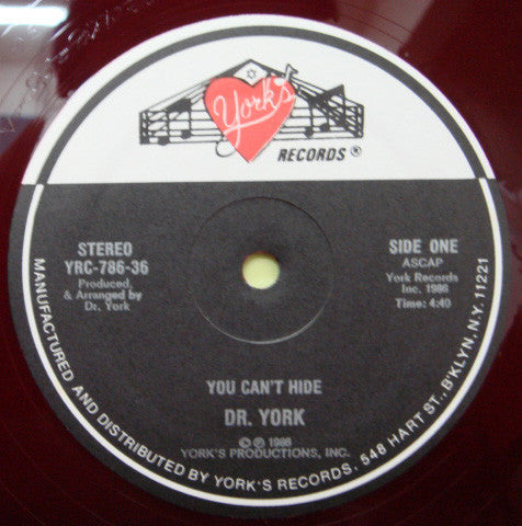 Dr. York : You Can't Hide (12", Red)