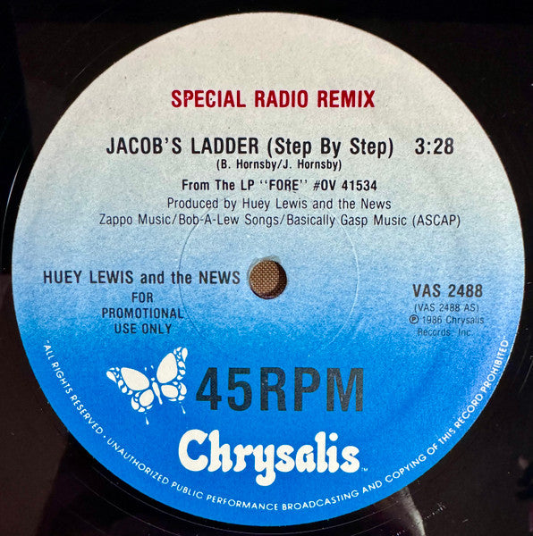 Huey Lewis And The News* : Jacob's Ladder (Step By Step) (Special Radio Remix) (12", Promo)