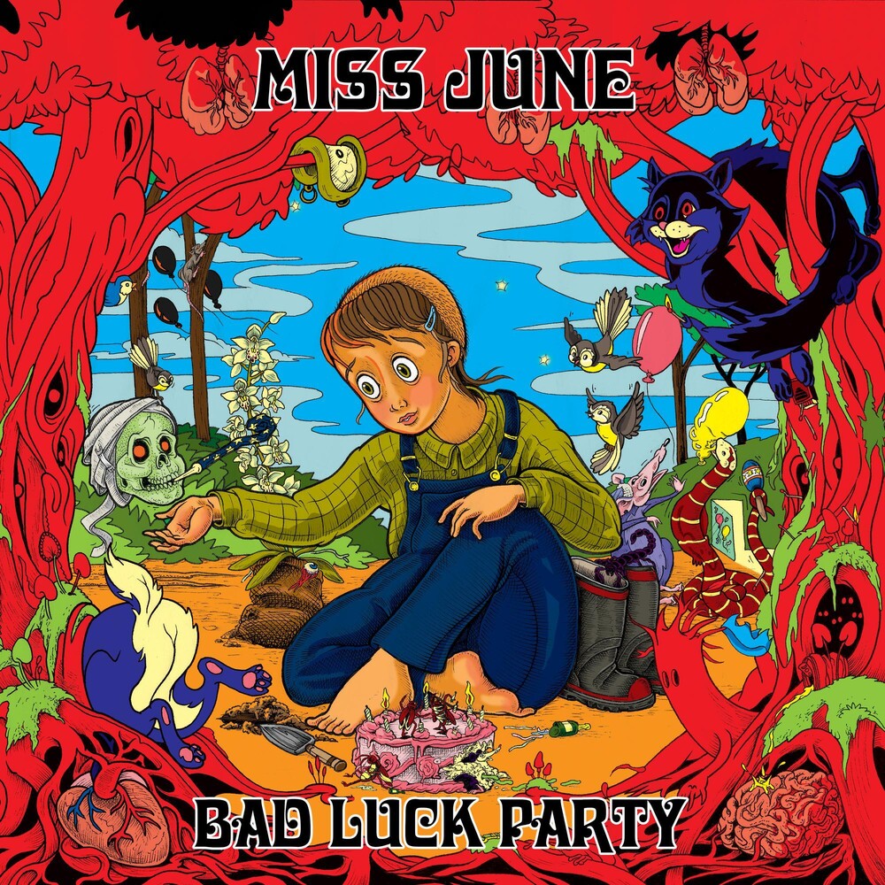 the album cover for Miss June - Bad Luck Party [Indie Exclusive Limited Edition Blue LP]