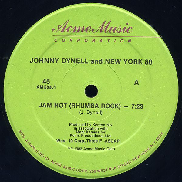 Johnny Dynell And New York 88 : Jam Hot (12")