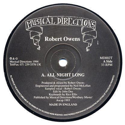 Robert Owens : All Night Long (12")