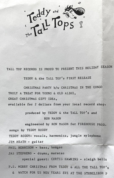 Teddy And The Tall Tops : Christmas In The Congo / Christmas Party (7", Single)