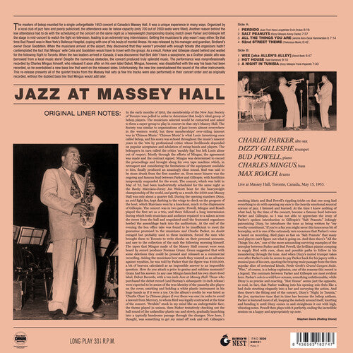 Charlie Parker - Jazz At Massey Hall [Edición limitada de vinilo amarillo de 180 gramos] (Vinilo)