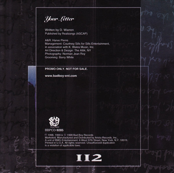 112 : Your Letter (Remix) (CD, Single, Promo)