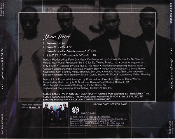 112 : Your Letter (Remix) (CD, Single, Promo)
