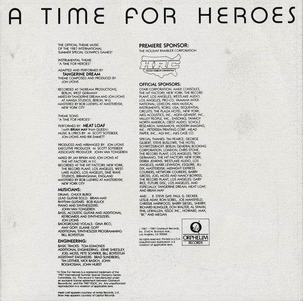 Meat Loaf With Brian May / Tangerine Dream : A Time For Heroes (CD, Maxi, Ltd)