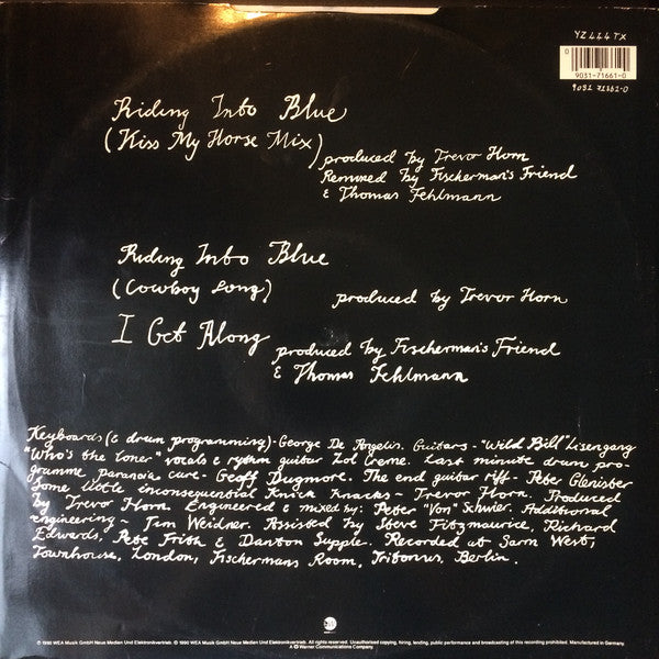 Inga* : Riding Into Blue (Cowboy Song) (Kiss My Horse Mix) (12")