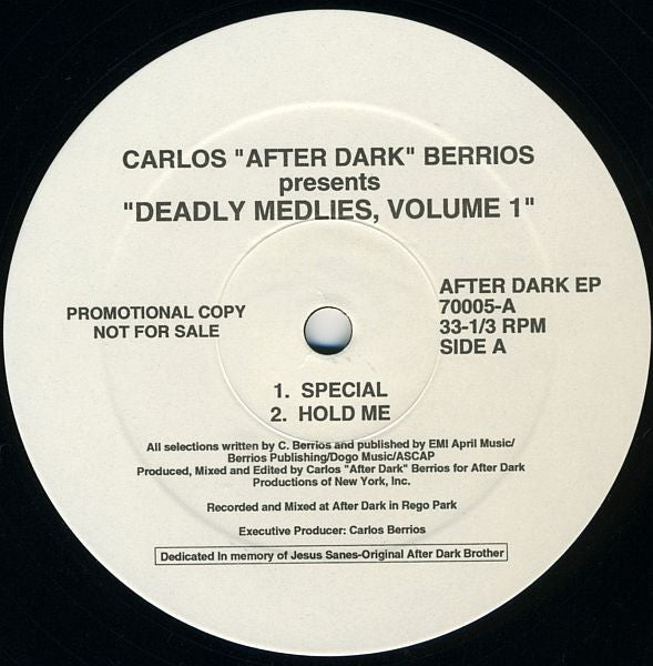 Carlos "After Dark" Berrios* : Deadly Medlies Volume 1 (12", EP, Promo)