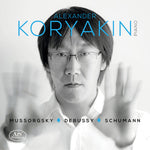 the album cover for Debussy / Koryakin - Piano Works By Debussy / Mussorgsky / Schumann