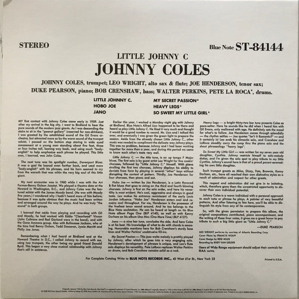 Johnny Coles : Little Johnny C (2x12", Ltd, RE, RM, Gat)