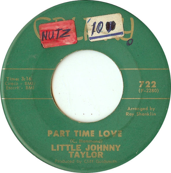 Little Johnny Taylor : Part Time Love / Somewhere Down The Line (7", Ind)