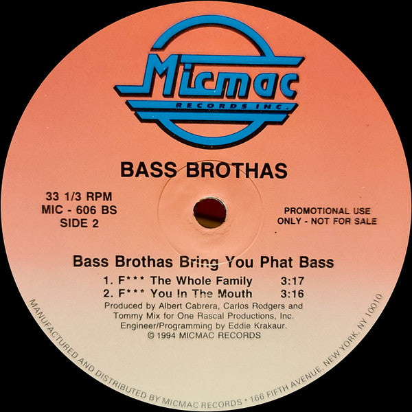 Bass Brothas : Bass Brothas Bring You Phat Bass (12", Promo)