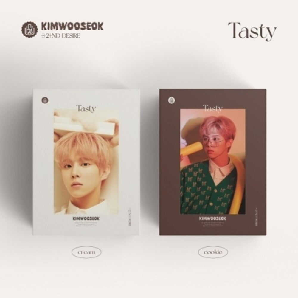 the album cover for Kim Wooseok - 2nd Desire: Tasty (incl. 80pg Photobook, 8pg Lyric, ID Picture, Selfie Photocard, Folded Poster + Sticker)