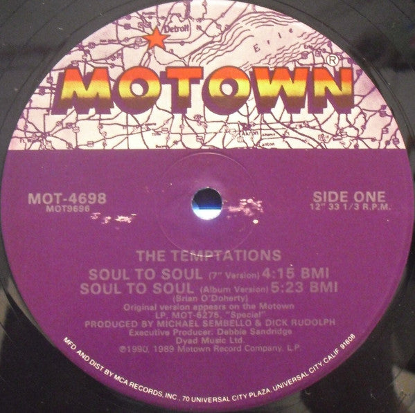 The Temptations : Soul To Soul (12", Single)
