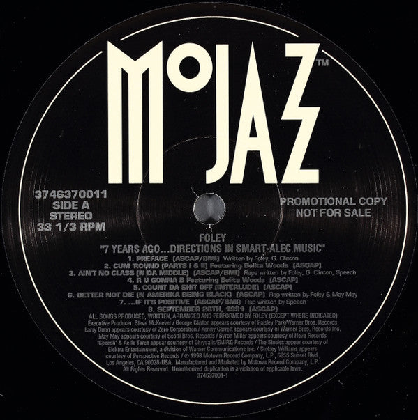Foley : 7 Years Ago ... Directions In Smart-Alec Music (LP, Promo)