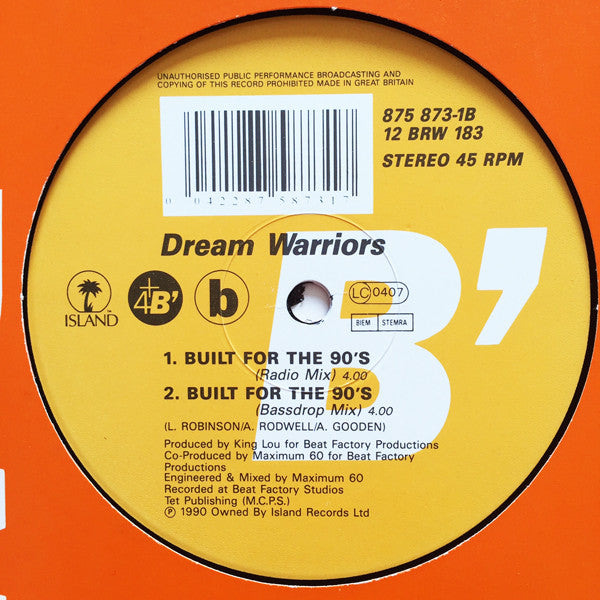 Dream Warriors : Wash Your Face In My Sink (12", Single)