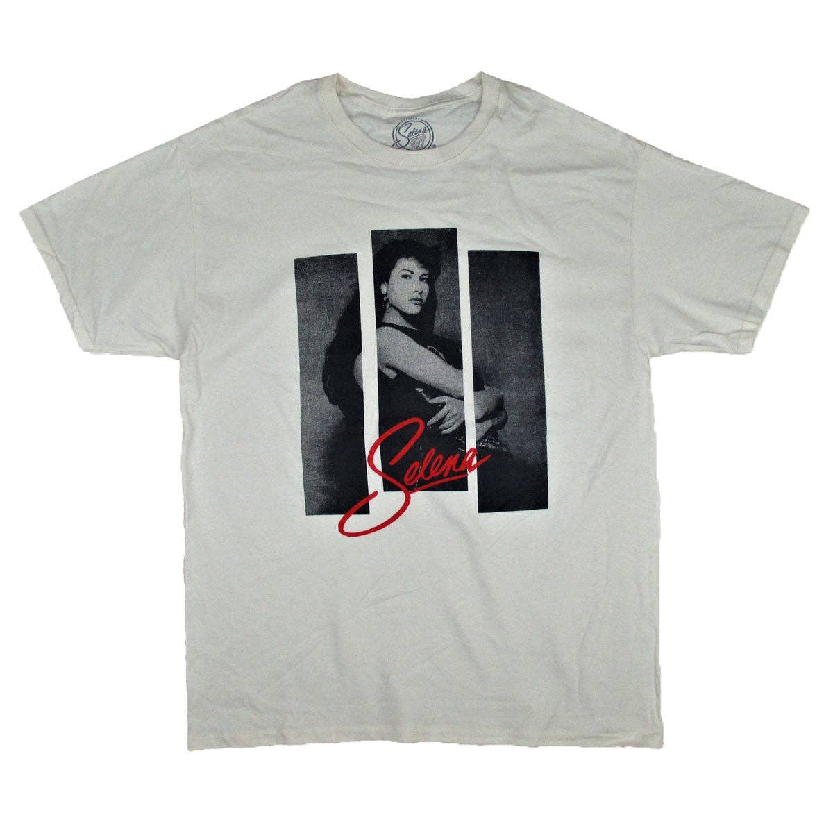 Selena 3 Strips Photo on Cream Tee T-shirt