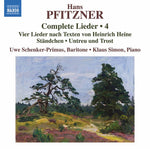 the album cover for Pfitzner / Schenker-Primus / Simon - Complete Lieder 4