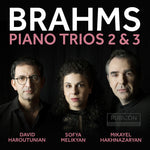 the album cover for Hakhnazaryan, Mikayel - Brahms: Piano Trios 2 & 3