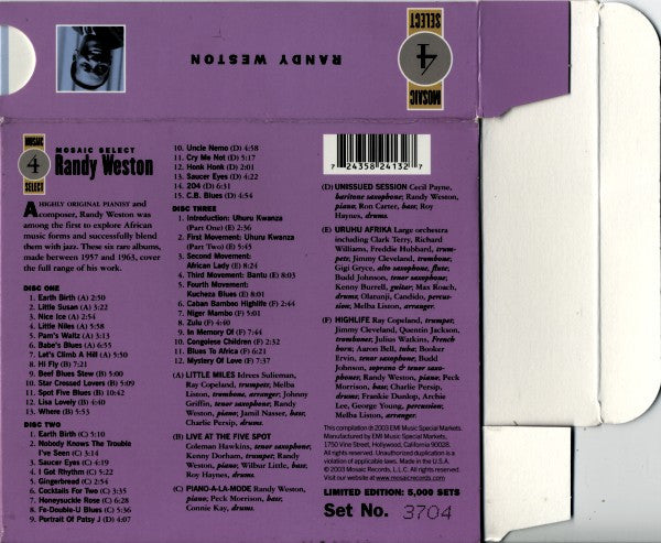 Randy Weston : Mosaic Select (Box, Comp, Ltd, Num + 3xCD)