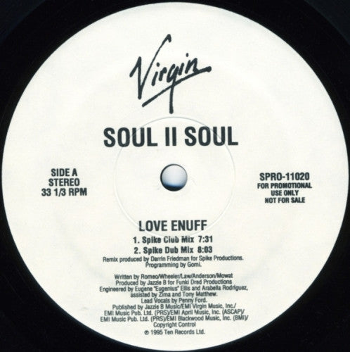 Soul II Soul : Love Enuff (12", Promo)